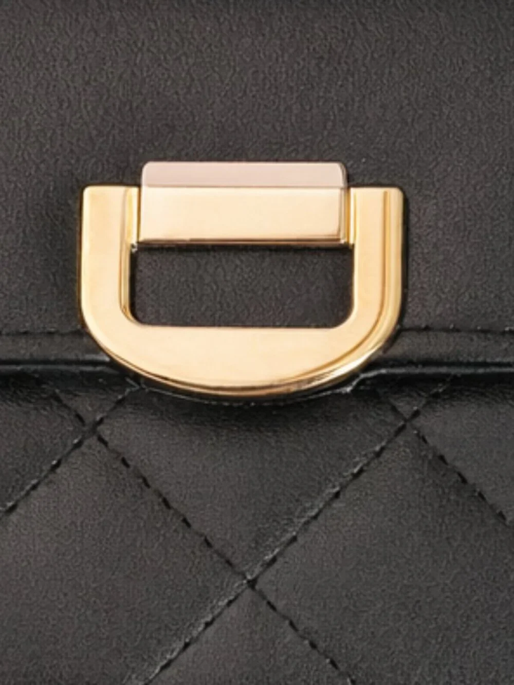 Black Quilted Wallet Clutch Gold Hardware Card Holder